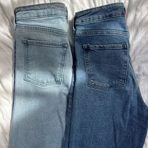 (Medium wash) High rise + wide leg jeans